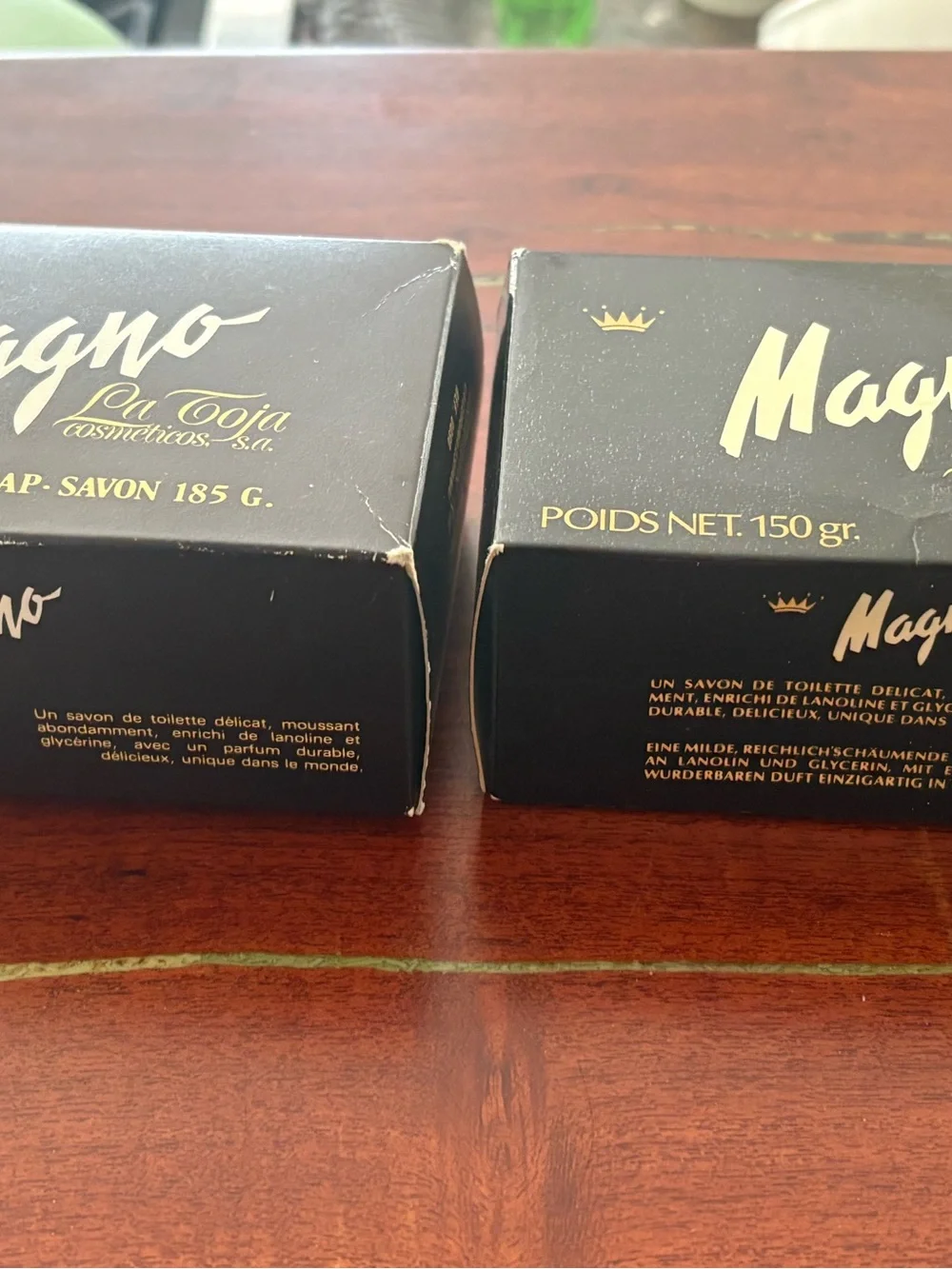 Vtg ‘70s Magno Soap La Toja  black glycerin bar soap l2 (150g & 185g) NOS Spain